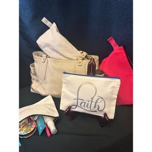 FAITH Makeup bag Love Religious small carry all for purse UNIQUE custom vinyl